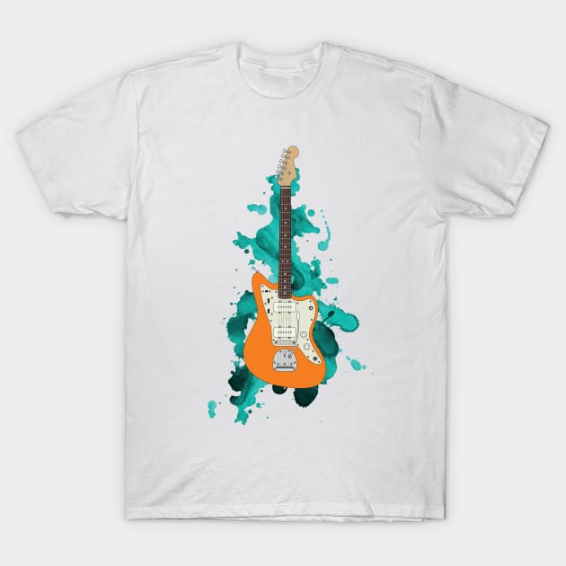 Offset Style Electric Guitar Orange Color T-Shirt by nightsworthy